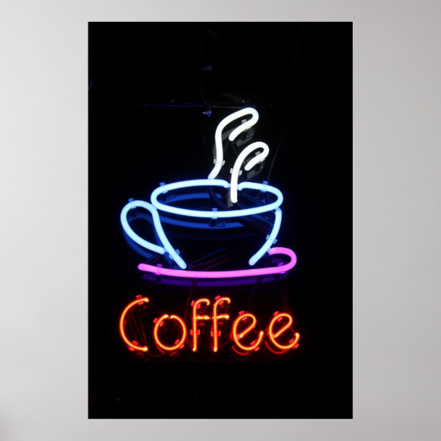Neon Coffee Sign on Black (Front)