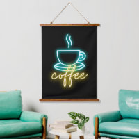Neon Coffee Symbol & Text  