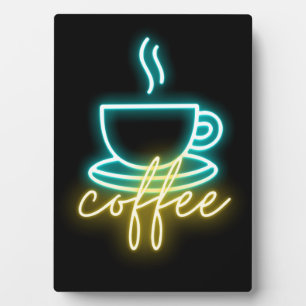 Neon Coffee Symbol & Text Tabletop Plaque