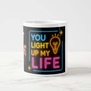 Neon Coffee Vibes   Glowing Typography Black Mug .