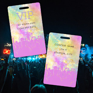 Neon Coloful Name VIP All Access Pass Concert ID Badge