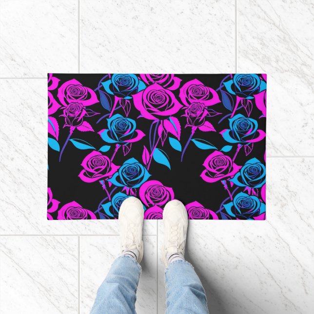 Neon Colored Roses Doormat (Indoor)