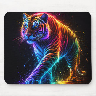 Neon colored Tiger Mouse Pad