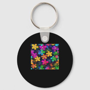 Neon Colorful Pattern - Whimsigoth Cottagecore Blu Key Ring