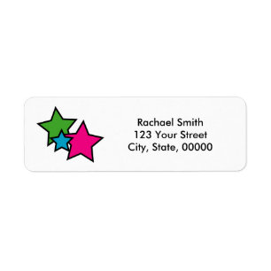 Neon Colorful Stars Personalized Return Address Label