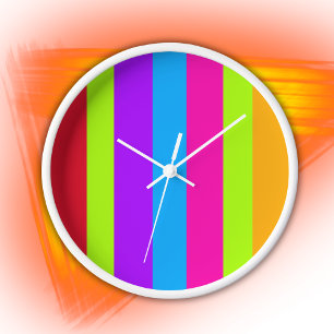 Neon Colorful Stripes Clock