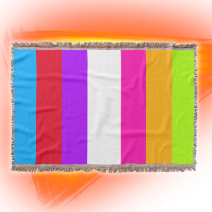 Neon Colorful Stripes Throw Blanket