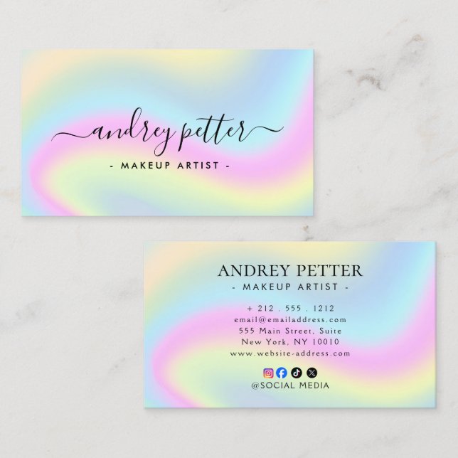 neon colors gemstone opal business card (Front/Back)