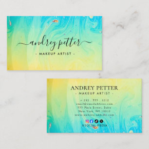 neon colors gemstone opal business card