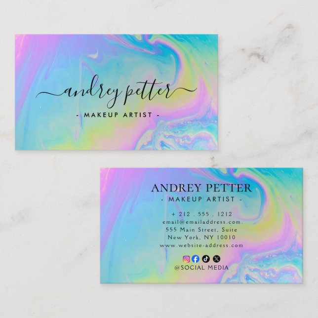 neon colors gemstone opal business card (Front/Back)