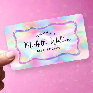 Neon Colors Iridescent Opal Stone Makeup Spa Salon Business Card