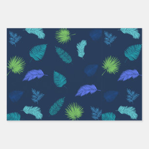 Neon Colour Assorted Autumn Leaves Pattern  Wrapping Paper Sheet