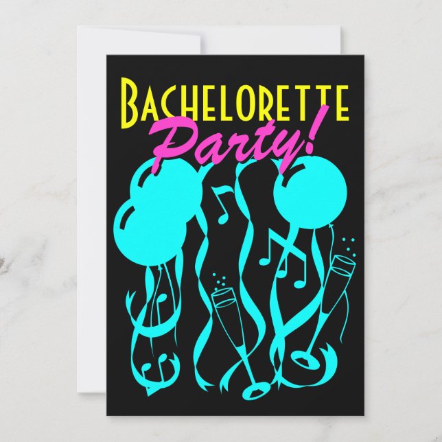 Neon colour bachelorette party invitations templat (Front)