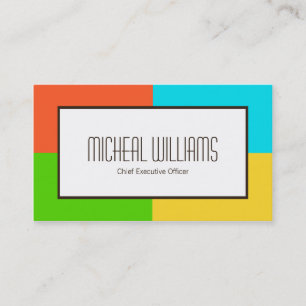 Neon Colour Block CEO Company Business Cards