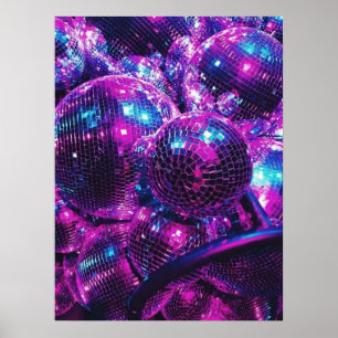 Neon Colour Disco Ball Poster