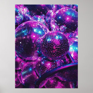 Neon Colour Disco Ball Poster