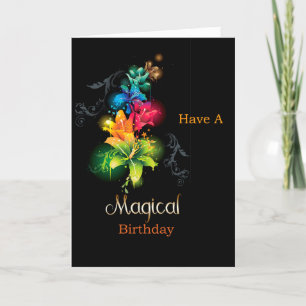 Neon Colour Fantasy Flowers Birthday Card