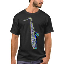 Neon Colour Tenor Saxophone Dark T-Shirt