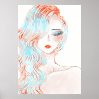 Neon coloured girl artwork poster