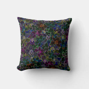Neon Coloured Orchids, Cushion