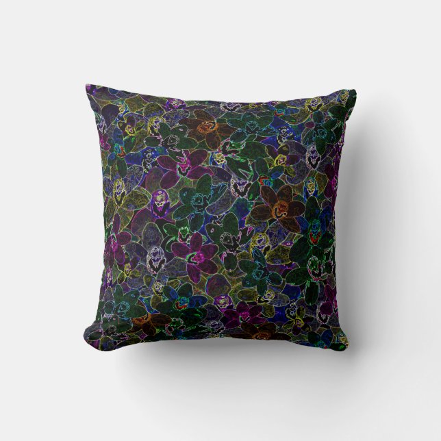 Neon Coloured Orchids, Cushion (Front)