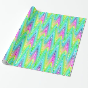 Neon Coloured Waves Stripes seamless pattern Wrapping Paper