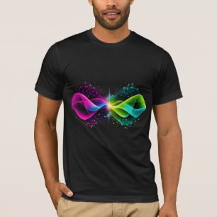 Neon Colourful Abstract Network Waves T-Shirt