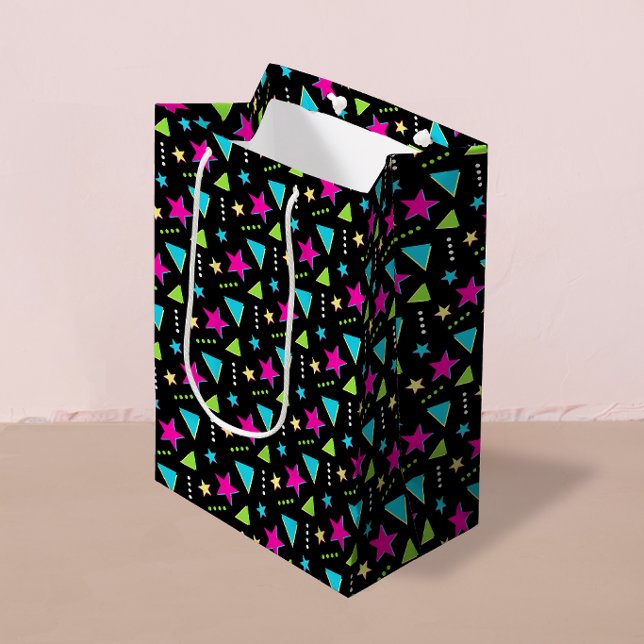 Neon Colourful Memphis Pattern Retro Birthday Part Medium Gift Bag (Creator Uploaded)