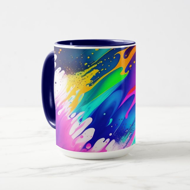Neon Colourful Paint Splash Splatter  Mug (Front Left)
