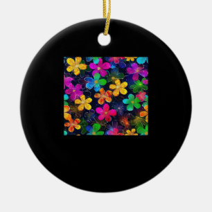Neon Colourful Pattern - Whimsigoth Cottagecore Bl Ceramic Ornament