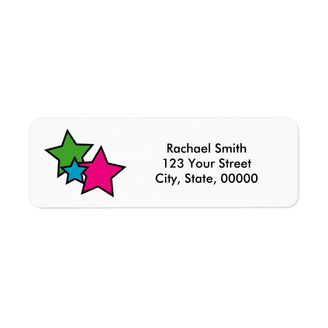 Neon Colourful Stars Personalised Return Address Label (Front)