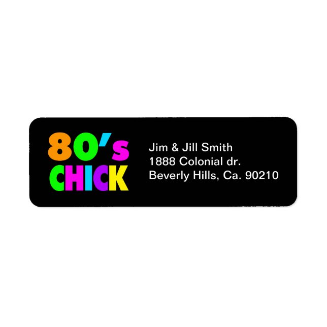 Neon Colours 80's Chick Return Address Label (Front)