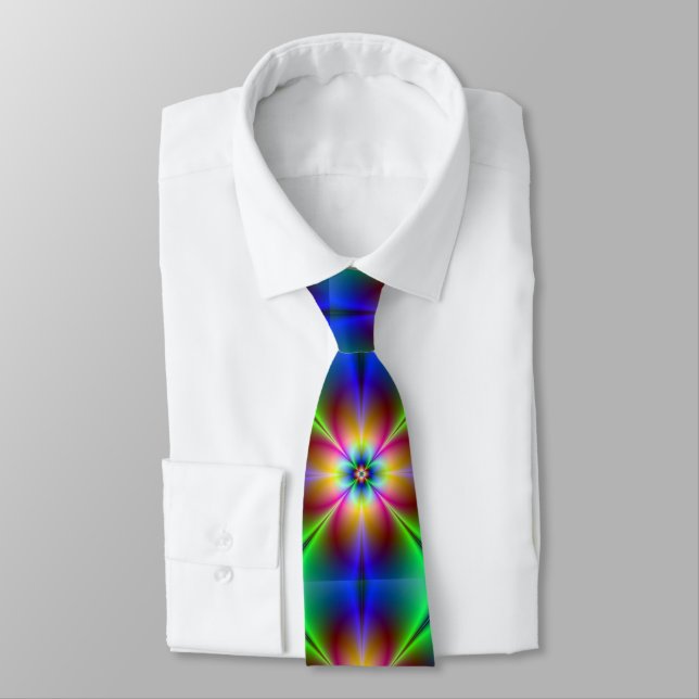 Neon Colours Abstract Design Men's Necktie (Tied)