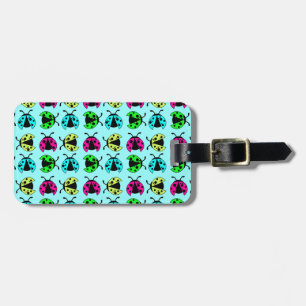 Neon colours bright ladybugs luggage tag