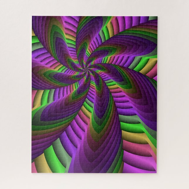Neon Colours Flash Crazy Colourful Fractal Pattern Jigsaw Puzzle (Vertical)