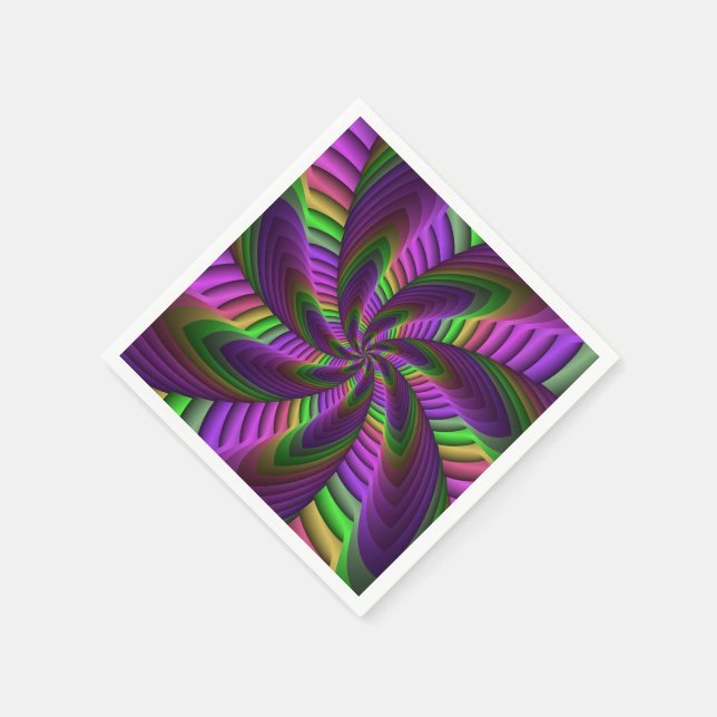 Neon Colours Flash Crazy Colourful Fractal Pattern Napkin (Corner)