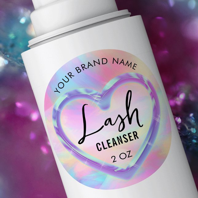 Neon Colours Holographic Girly Lash Bath Cleanser Classic Round Sticker (Creator Uploaded)