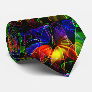 Neon Colours Light Swirls Design Men's Necktie