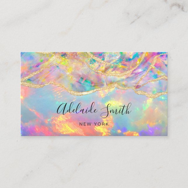 neon colours mineral opal texture business card (Front)