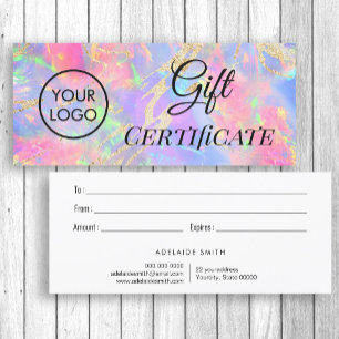 neon colours opal logo gift certificate