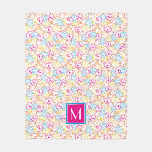 Neon Colours Pattern Monogram Fleece Blanket