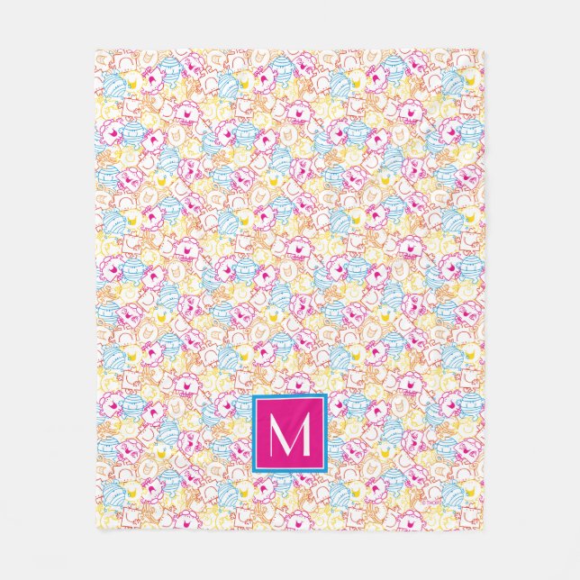 Neon Colours Pattern | Monogram Fleece Blanket (Front)