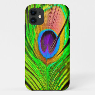 Neon Colours Peacock Feather iPhone 11 Case