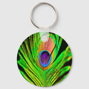 Neon Colours Peacock Feather Key Ring