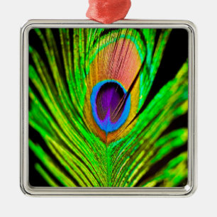 Neon Colours Peacock Feather Metal Tree Decoration