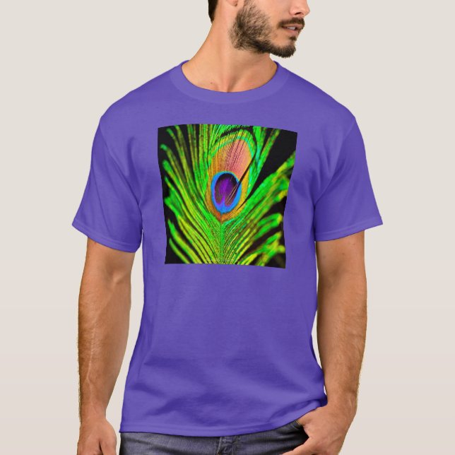 Neon Colours Peacock Feather T-Shirt (Front)