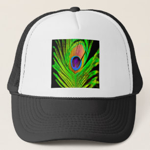 Neon Colours Peacock Feather Trucker Hat