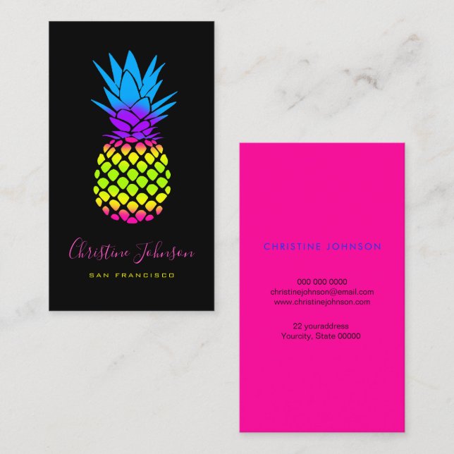 neon colours pineapple logo business card (Front/Back)