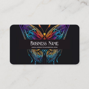 Neon Colours Pretty Butterfly Black Business Card