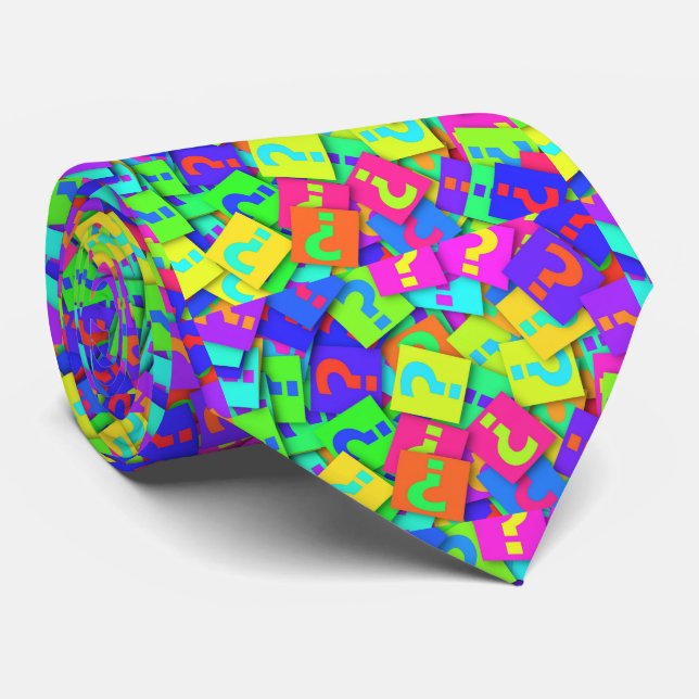Neon Colours Question Mark Necktie (Rolled)